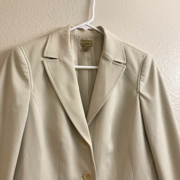 Caslon Off White Cream Ecru Long Lined 3 Button Front Blazer With Patch Pockets - Picture 5 of 16
